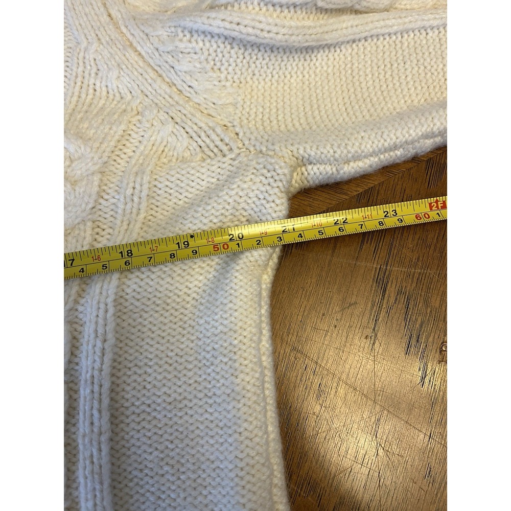 American‎ Eagle Cable Knit Sweater Cream Ivory Chunky Knit Crewneck Size M - Picture 5 of 5